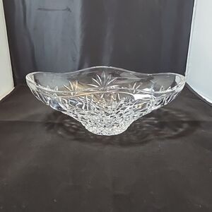 Galway Irish Crystal Signed Starburst Oval Display Bowl Clear Cut Glass (DR)